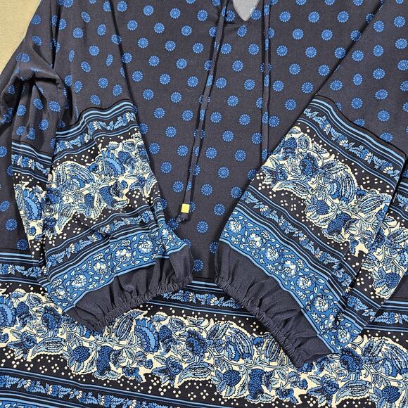 Michael Michael Kors Blouse Womens 2X Blue Office Career Church Keyhole Plus - Picture 3 of 9